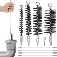 4Pcs Stainless Steel Cleaning Brush Set Reusa Kitchen Water Pipe Chimney Bottle Tube Cleaning Brush with Flexible Extension Rod