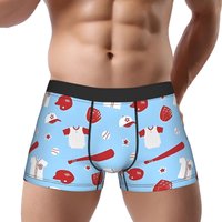 Red And White Baseball Sports Pattern Underpants Homme Panties Man Underwear ball Print Shorts Boxer Briefs