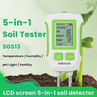 5 in 1 Digital Soil Moisture Tester PH Meter Handheld Soil Fertility PH Temp Sunlight Detector for Garden Planting Potted