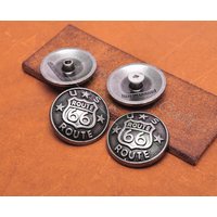 10Pcs 25Mm Antique Silver Motocycle Biker US Star Route 66 Button Leathercrafts Belt Collar Hardware Conchos Screwback