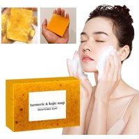 Turmeric Kojic Acid Whitening Soap – Brightening Dark Spot Fading Goat Milk Essential Oils Acne Fighting