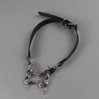 Goth Vintage Y2K Leather Necklace For Women Fashion Punk Choker Collar Chain Delicate Jewelry Cool Stuff Couple Accessories