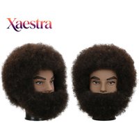 Bearded Afro Mannequin Head With 100% Human Hair For Hairdressing Practicing 8" Hair Realistic Training Head With Tripod Kits