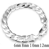 New 925 Sterling Silver Side Silver Bracelet 6MM8MM10MM12MM Men And Women Jewelry Wedding Anniversary Gift