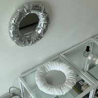 Round Shape Mirror Ins Creative Living Room Bedroom Wall Hanging Decoration Cotton Makeup Mirror Semi-round Wall Decoration