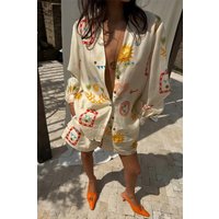 Women Fashion Elastic Waist Two Piece Sets Elegant Floral Print Lapel Long Sleeve Top Short Pants Suit Casual Holiday Outfits