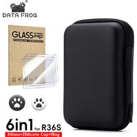 DATA FROG 6 IN 1 Glass+Bag for R36S Game Console Storage Bag & Screen Protectors Tempered Glass Film for Game Accessories