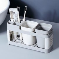 Washing Cup Toothbrush Holder Set Creative Family Couple Mouthwash Cup Home Dental Set with Two Cups Bathroom Brush Holder