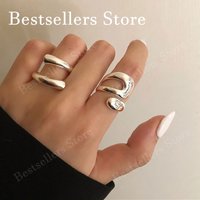 925 Sterling Silver Irregular Twisted Opening Ring for Women, Fashion Charm Jewelry, Wedding Gift