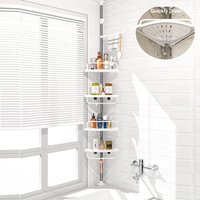 1pc Telescopic Bathtub Shelves Corner Shower Shelf Without Drilling,adjustable From 100 To 260 Cm,Restroom Floor Standing Holder