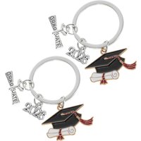 2pcs Graduation Keychain Class Of 2026 Bachelor Cap Diploma Design Metal Grad Party Favor High School College Senior Keepsake