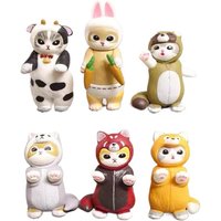 KITAN Mofusand Shark Cat Action Figures Blind Box Toys Cat Cosplay Cow Cock Cross Dressing Animal Doll Desktop Decorations Gifts