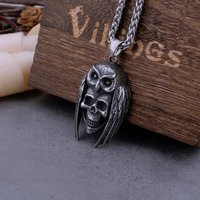 Vintage Owl Skull Necklace Men's Neo-Gothic Animal Hip Hop Rock Handmade Biker High Quality Pendant Stainless Steel Jewelry Gift