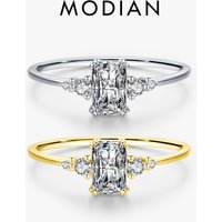 Modian Rectangle Dazzling Ring Solid 925 Sterling Silver Clear Cubic Zirconia Finger Rings For Women Wedding Fine Jewelry Anel