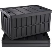 SucceBuy Lot de 3 bacs de rangement pliables 45L/65L, caisses de garage utilitaires empilables pliantes avec couvercles pour vêtements, collations, épicerie