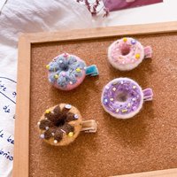 1Pc Wool Felt Donut Hair Clip,cute Dessert Designside Clip,daily Sweet Headpiece,bangs,broken Hair Clip,versatile Hair Accessory