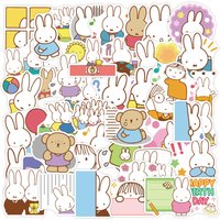 50PCS Kawaii Miffy Cute Sticker Decoration Card DIY Water Cup Phone Refrigerator Luggage Waterproof Stickers Toy for Girl