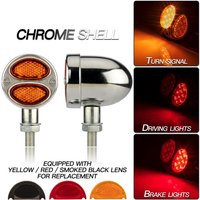 Accessoires de moto rétro transfrontaliers, Double clignotant elliptique Led en métal avec feux de freinage de conduite, offre spéciale