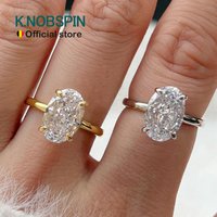 KNOBSPIN 1-4CT Oval Cut Moissanite Rings for Women GRA Certified Diamond Jewelry s925 Sterling Silver Engagement Wedding Ring