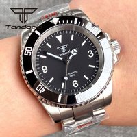 Tandorio Sapphire Mechanical NH35 PT5000 Miyota8215 Waterproof 40mm Men's Automatic Watch Ceramic Bezel Glide Clasp Black Dial
