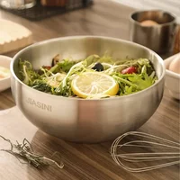 Large capacity stainless steel bowl, double insulation salad fruit bowl, light rice bowl, anti drop Noodles in soup bowl