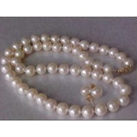 Natural Pearl AAA+8-9mm Akoya White Round Pearl Necklace 18inch+Earring Set 14K Gold