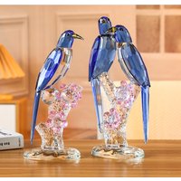 Crystal Bird Stained Glass Handicraft Crystal Psittacula Artificial Animal Sculpture Decorative Figurines Home Decoration