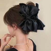Light Luxury High-End Acrylic Fabric Bow Claw Clip - Women’s Office Commute Versatile Shark Clip Fashion Hair Accessory