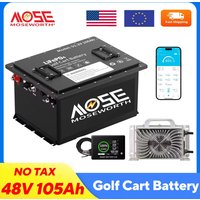 MOSEWORTH 48V 105Ah Golfwagen-Lithiumbatterie mit integriertem 200A BMS, Touch-Monitor und Ladegerät, APP-Unterstützung, MAX 10,24 kW