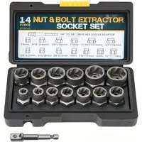 14-Piece Cr-Mo Steel Impact Bolt Nut Remover Set with Solid Storage Case for Industrial Use Bolt Extractor Tool Set