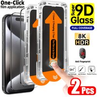 2Pcs HD Clear Tempered Glass Screen Protector With Install Kit Auto-Alignment Kit For iPhone 17 16 15 14 13 12 11 Pro Max 17Air