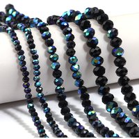 4 6 8mm Rondelle Faceted Crystal Beads Black AB Glass Loose Spacer Beads For Jewelry Making DIY Bracelets Necklace Accessories