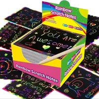50/100/150 Sheets Magical Scratch Memo Boxes, Rainbow Scratch Mini Art Notes, Art Handmade DIY Party Supplies