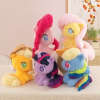 My Little Pony Curly Fleece Plush Toy Soft Stuffed Animal Cute Fluttershy Pinkie Rarity Cartoon Plushie Birthday Gift for Girls