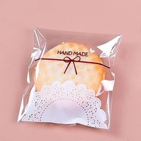 100pcs Fresh Bow Transparent Cookie Bag
