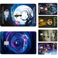 Anime Movie Coraline Anmie 4pcs 1Set Sticker Film Skin Cover For Credit Card Debit Bank Card Front