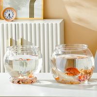 【SSummer10】Transparent Round Plastic Small Fish Bowl-Portable Ornamental Goldfish Tank Lightweight Desk Aquarium Home Decor【SS】
