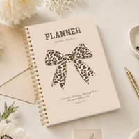1PC 2026.7-2028.6 24 Monthly Planner, Leopard Bow A5 Spiral Agenda Notebook with Reference Calendars and Notes Pages