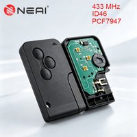 NEAI Smart Card Key 433Mhz ID46 PCF7947 Chip For Renault Clio Logan Megane 2 3 Scenic Grand 3 Buttons Remote Car Fob Uncut Blade