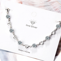 925 Sterling Silver Sweet Fashion Love Zircon Bracelet Birthday Anniversary Holiday Wedding Gift
