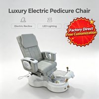 Professional Electric Pedicure Spa Chair Massage Reclining Foot Spa Bowl LED Salon Furniture