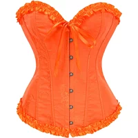 Women Steampunk Corset Top Gothic Vintage Brocade Overbust Bustier Body Shaper Goth Corselet Yellow Orange Lace Up Korsett