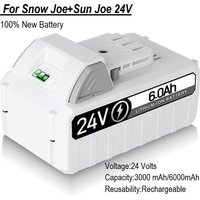 New 24V 6000mAh Replacement Battery for Snow Joe+Sun Joe 24V Lithium-iON Battery Series 24BAT-LTX/LTW/LTE/LT EcoSharp Pro