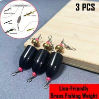 3pcs Brass Carolina Rig Sinkers - Non-Toxic Bottom Bouncing Weights 28g(1oz) | Fish-Safe Design for Bass & Mandarin Soft Lures