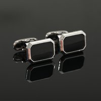 Personality Mens Carbon Fiber Oblong Cufflinks With Whale Back Closure