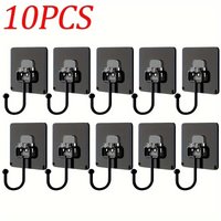 10Pcs Self-Adhesive Towel Hooks Waterproof Rotating Bathroom Wall Hanger with Strong Adhesive for Kitchen Door Pantry Holiday Ho