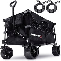 Collapsible Camping Cart with Wide Wheels, Adjustable Handle, Ideal for Beach, Picnic, and Outdoor Activities in Black