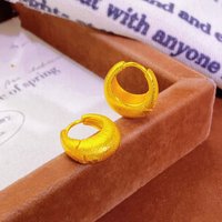 Minimalist Style Brushed Matte C-Shaped Hoop Versatile Earrings For Women 24K Gold AU999, Neat and charm-enhancing