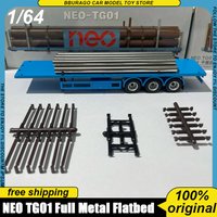 New In Stock Neo Tg01 1:64 Full Metal Blue Flatbed Trailer Alloy Accessory Display Model For Heavy Truck Scene Diorama Layout