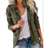 Fashion Street Hipster Long-sleeved Cargo Jacket, Solid Color Loose Korean Zippered Multi-pocket Jacket, Women's Spring Autumn